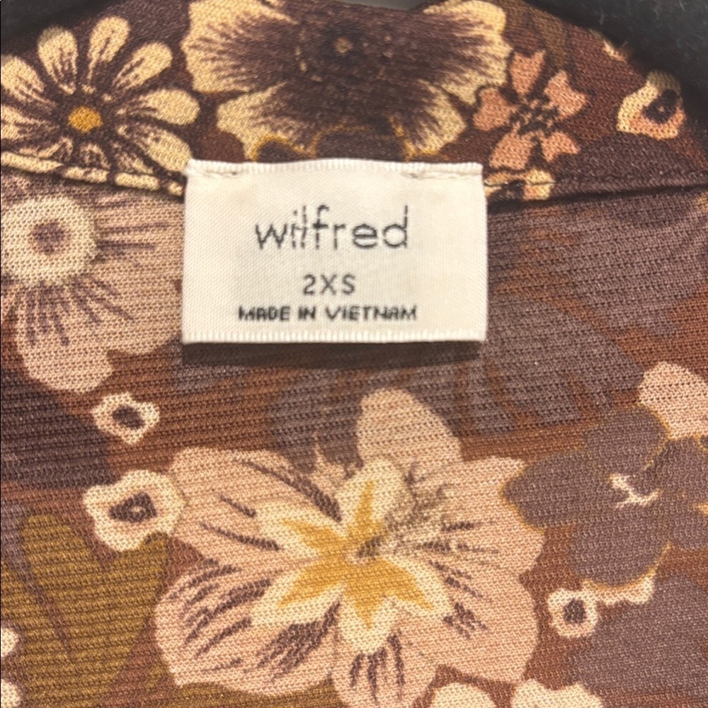 Wilfred Brown and Yellow Floral Button Down Shirt Size 2XS Arititzia - Picture 3 of 10